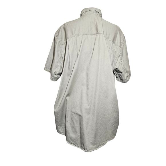 Tan Cotton Short Sleeve Button Down Work Shirt Size Large - Picture 2 of 3